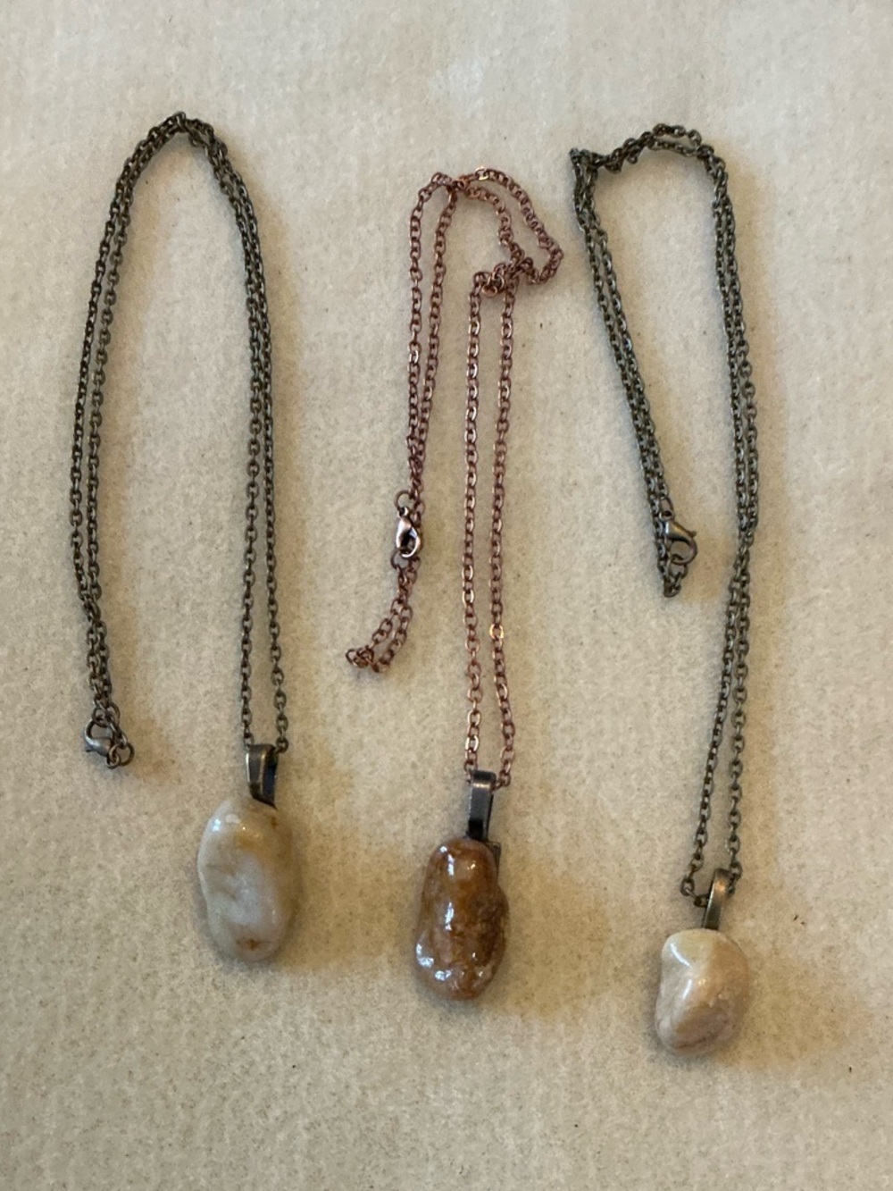 Handmade Stone Pendant Necklaces, set of 3